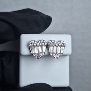 Sparkling Silver Heart Earrings